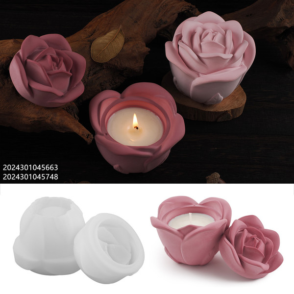 DIY Gypsum Cement Aromatherapy Candle Cup with Lid Rose Storage Tank Gypsum Mirror Silicone Mold Ornaments