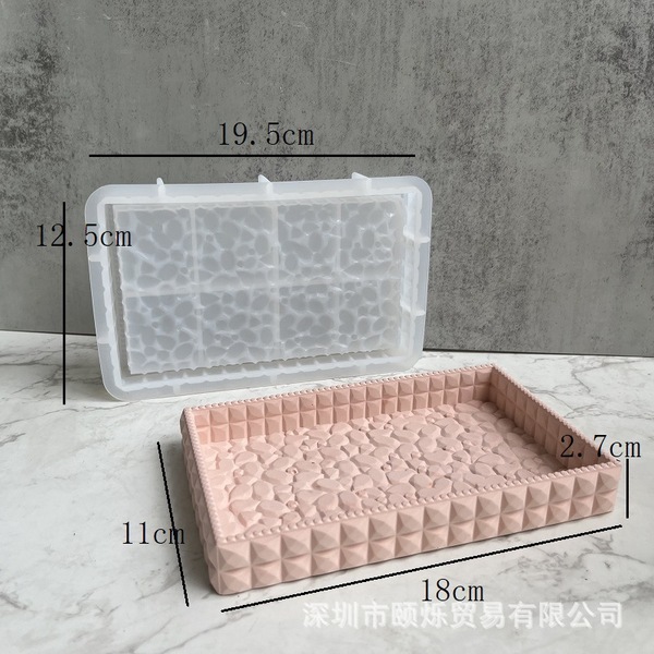 Round Square Rectangular Storage Tray Mold Diamond Pattern Storage Box Saucer Plaster Resin Glue Mold